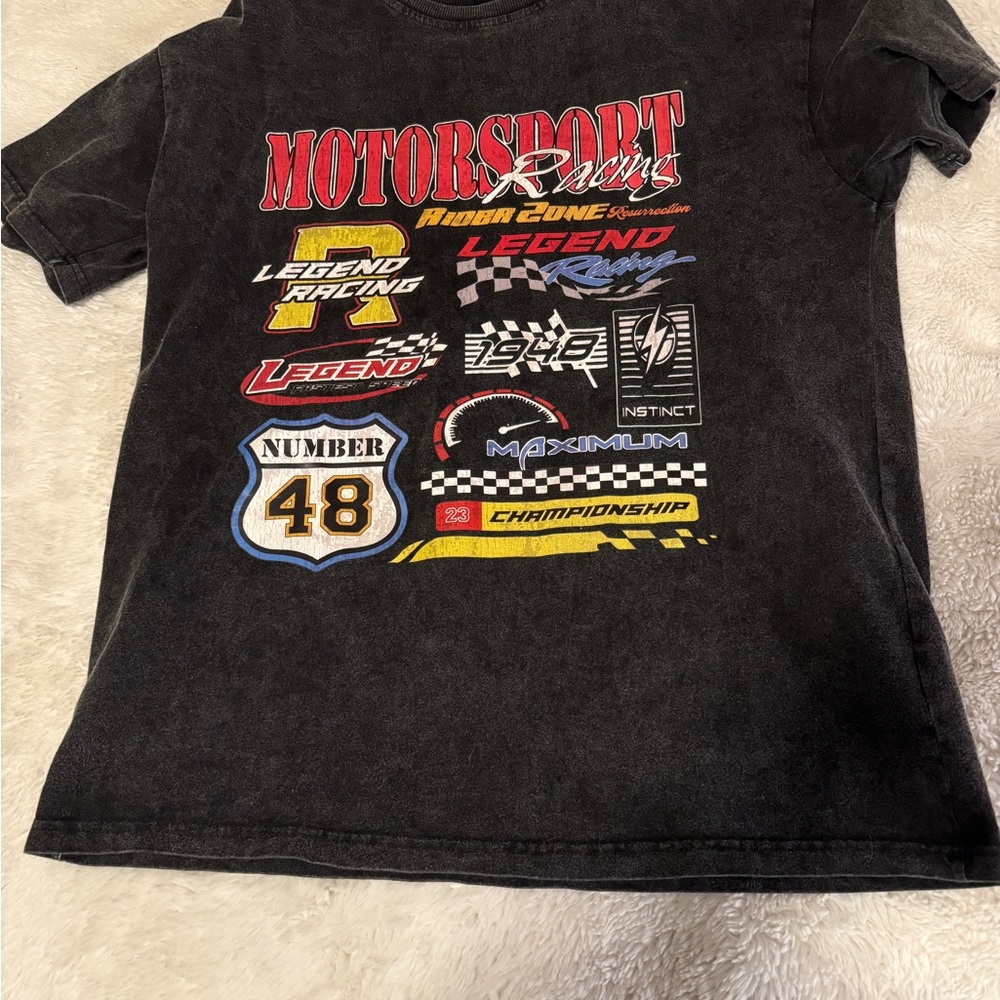 Black Short Sleeve Tee with Bold Graphic Design